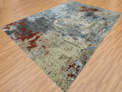 Modern / Contemporary hand-knotted wool rug in Gray, 10' x 14'2" — SKU O083085 (view 3)