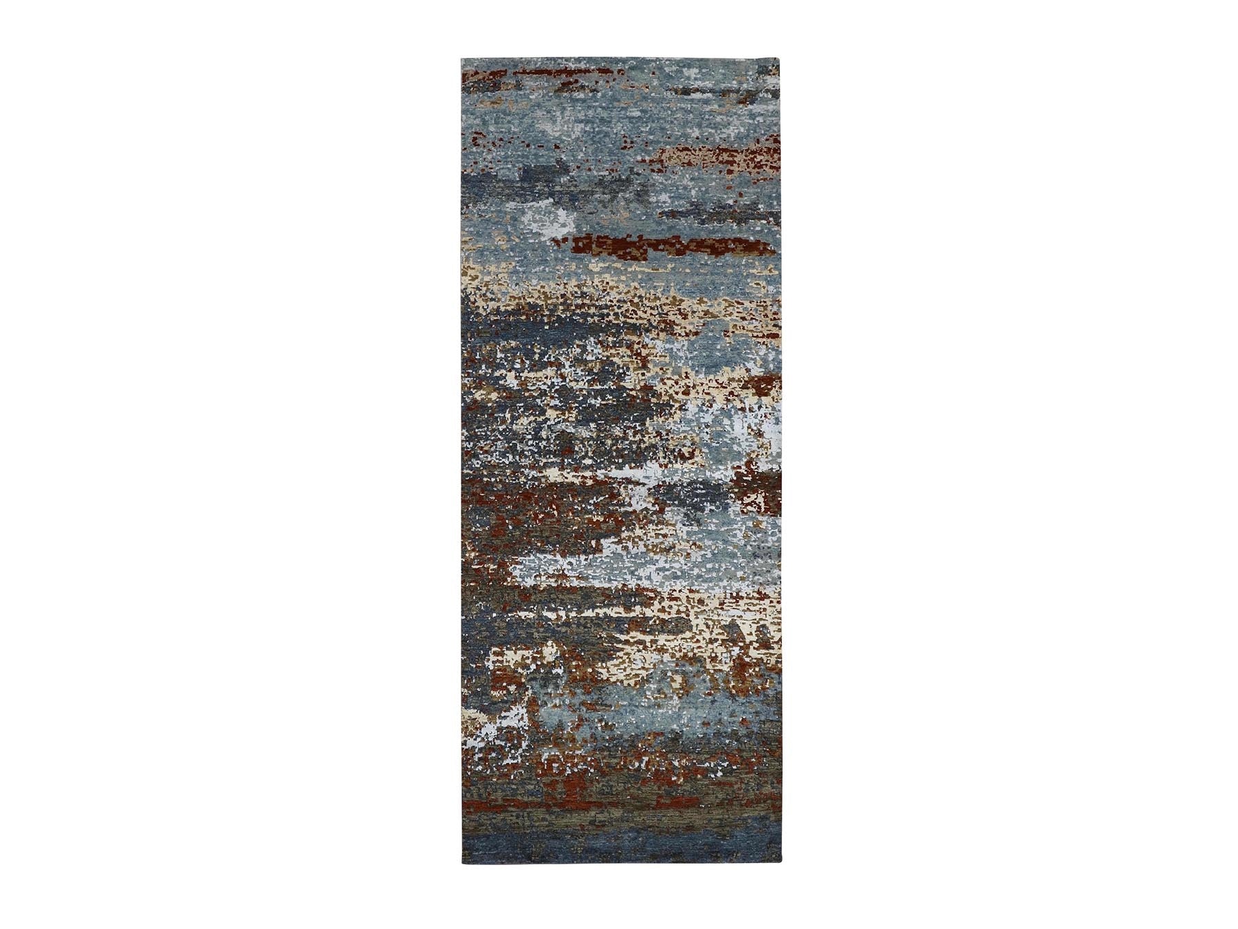 Modern / Contemporary hand-knotted wool runner in Gray, 4'0" x 10'0", SKU O083093