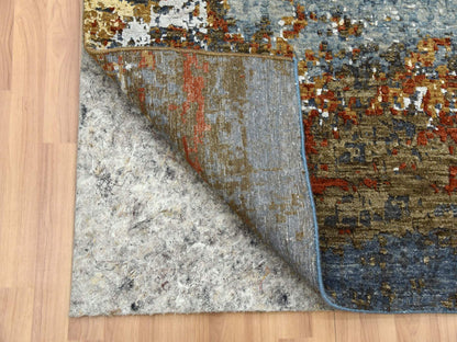 Modern / Contemporary hand-knotted wool runner in Gray, 4' x 10' — SKU O083093 (view 3)