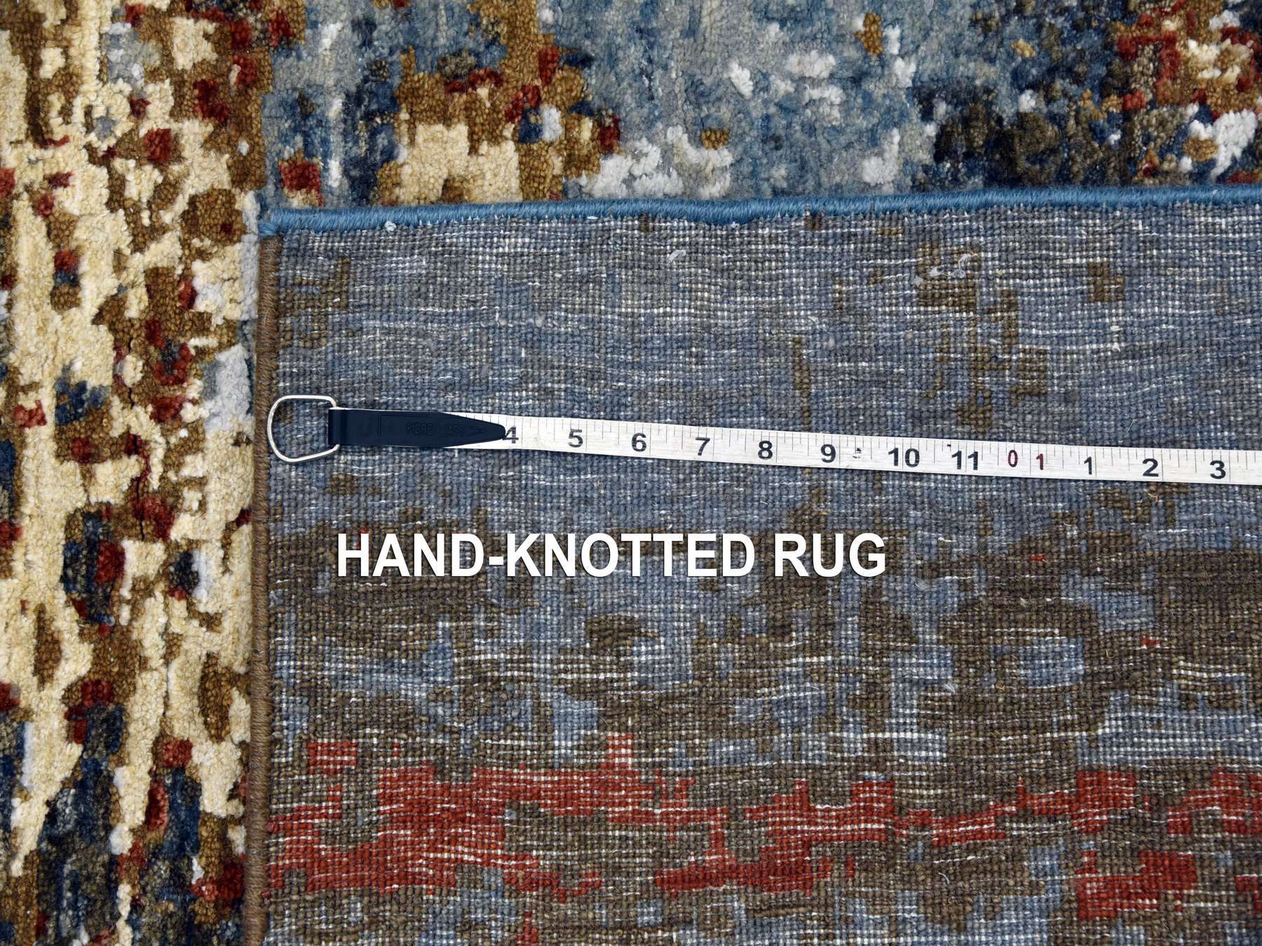 Modern / Contemporary hand-knotted wool runner in Gray, 4' x 10' — SKU O083093 (view 7)