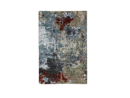 Grey 3'0" x 5'2" Modern / Contemporary Hand knotted Wool Rug - Sku: O083094
