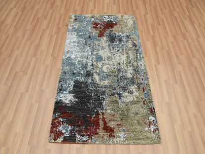 Grey 3'0" x 5'2" Modern / Contemporary Hand knotted Wool Rug - Sku: O083094
