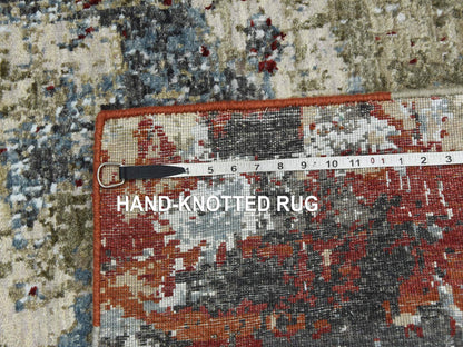 Grey 3'0" x 5'2" Modern / Contemporary Hand knotted Wool Rug - Sku: O083094