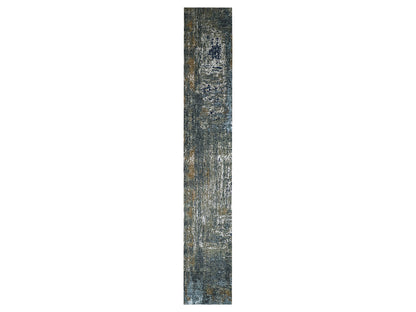 Grey 2'6" x 20'0" Modern / Contemporary Hand knotted Wool Rug - Sku: O083096