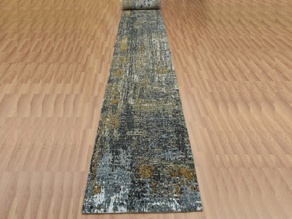 Modern / Contemporary hand-knotted wool runner in Gray, 2'6" x 20' — SKU O083096 (view 2)
