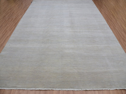 Grey 9'0" x 12'3" Modern and Contemporary Hand knotted Wool Rug - Sku: O083103