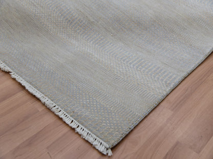 Grey 9'0" x 12'3" Modern and Contemporary Hand knotted Wool Rug - Sku: O083103