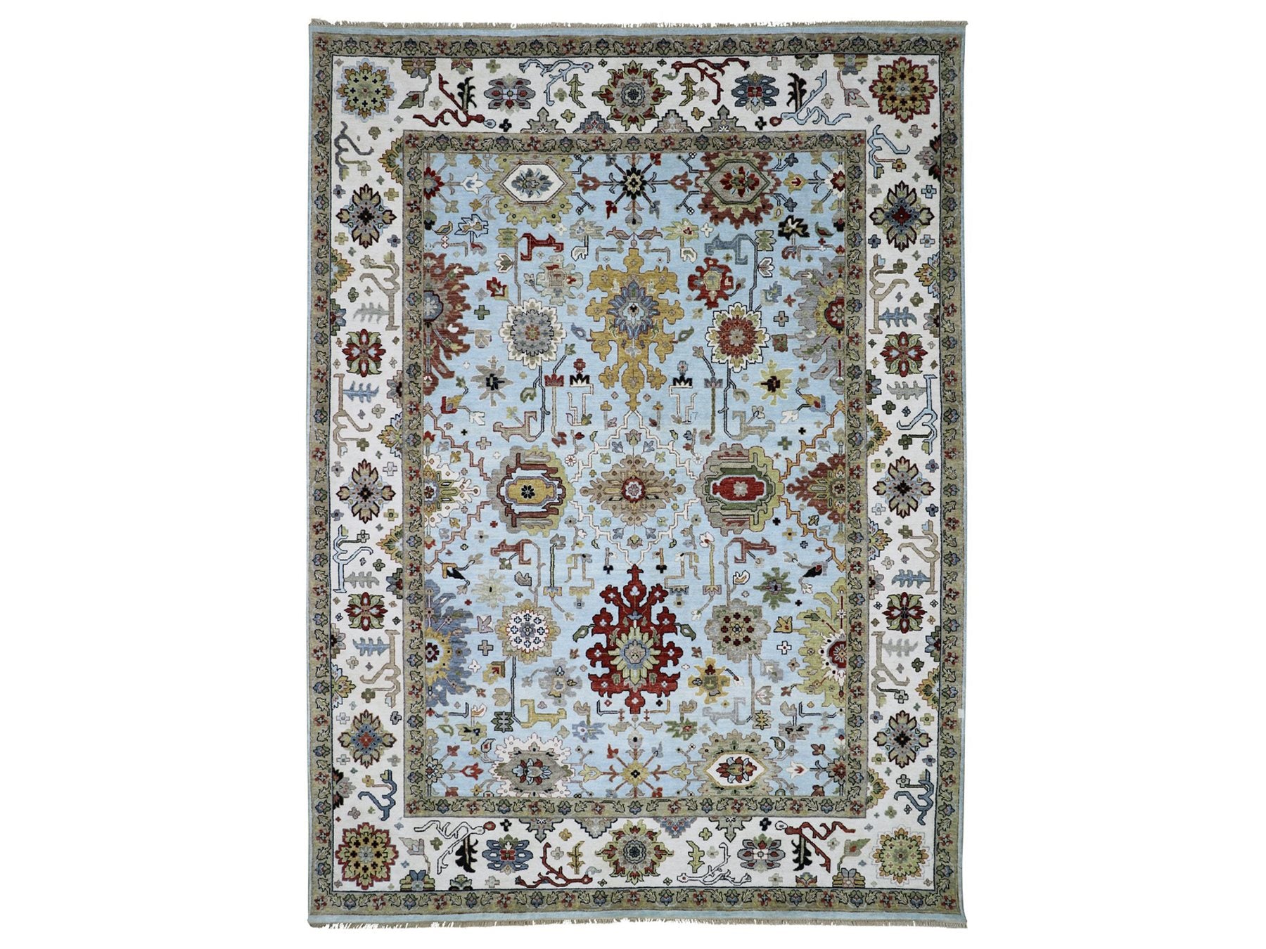 Ziegler Tribal hand-knotted wool rug in Blue, 9'0" x 12'5", SKU O083107