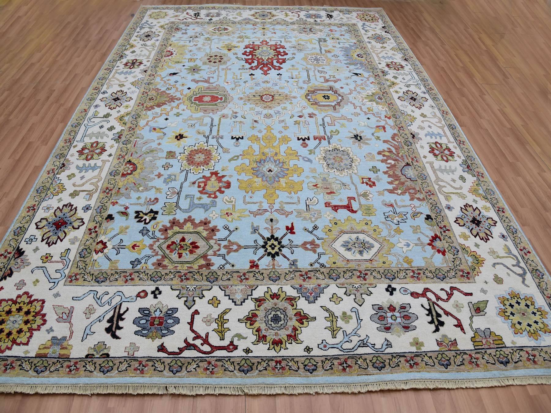 Ziegler Tribal hand-knotted wool rug in Blue, 9'0" x 12'5", SKU O083107