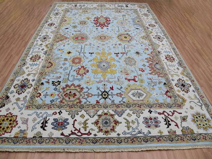 Ziegler Tribal hand-knotted wool rug in Blue, 9'0" x 12'5", SKU O083107