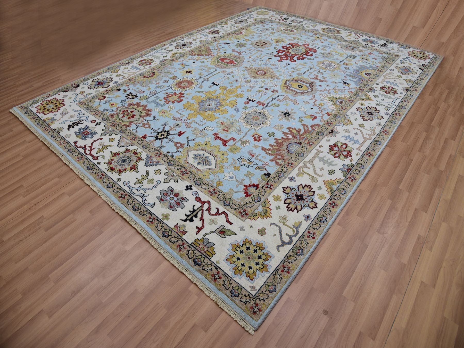 Ziegler Tribal hand-knotted wool rug in Blue, 9'0" x 12'5", SKU O083107