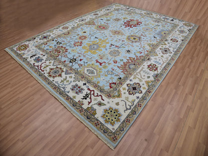 Ziegler Tribal hand-knotted wool rug in Blue, 9'0" x 12'5", SKU O083107