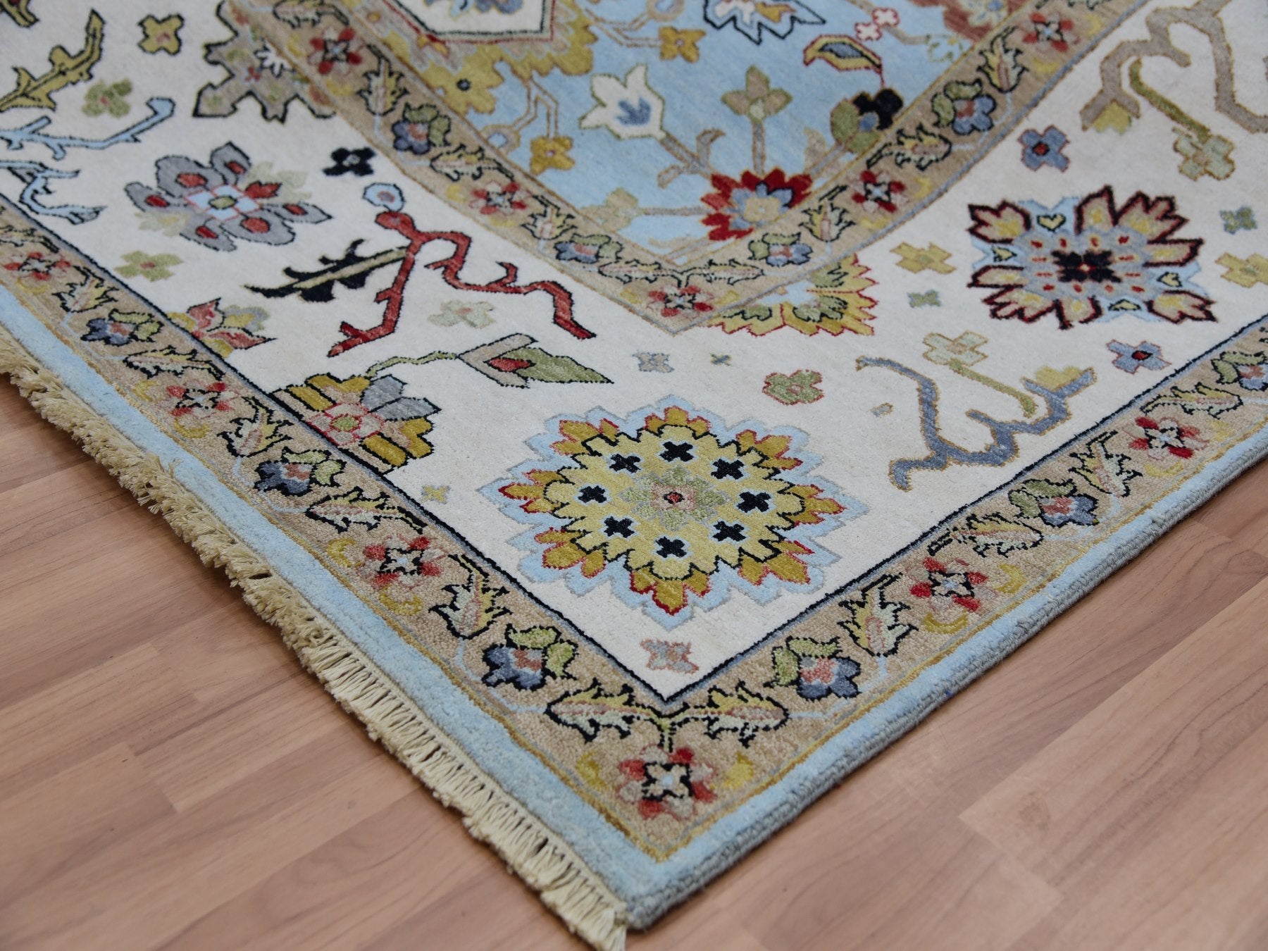 Ziegler Tribal hand-knotted wool rug in Blue, 9'0" x 12'5", SKU O083107