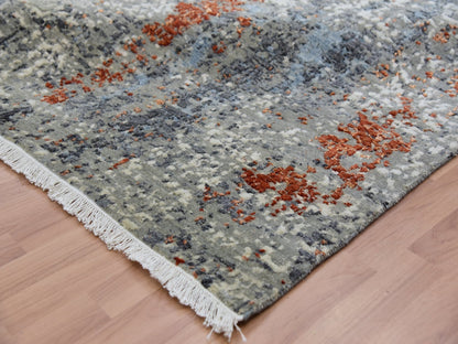 Beige 9'0" x 11'9" Modern and Contemporary Hand knotted Wool Rug - Sku: O083116