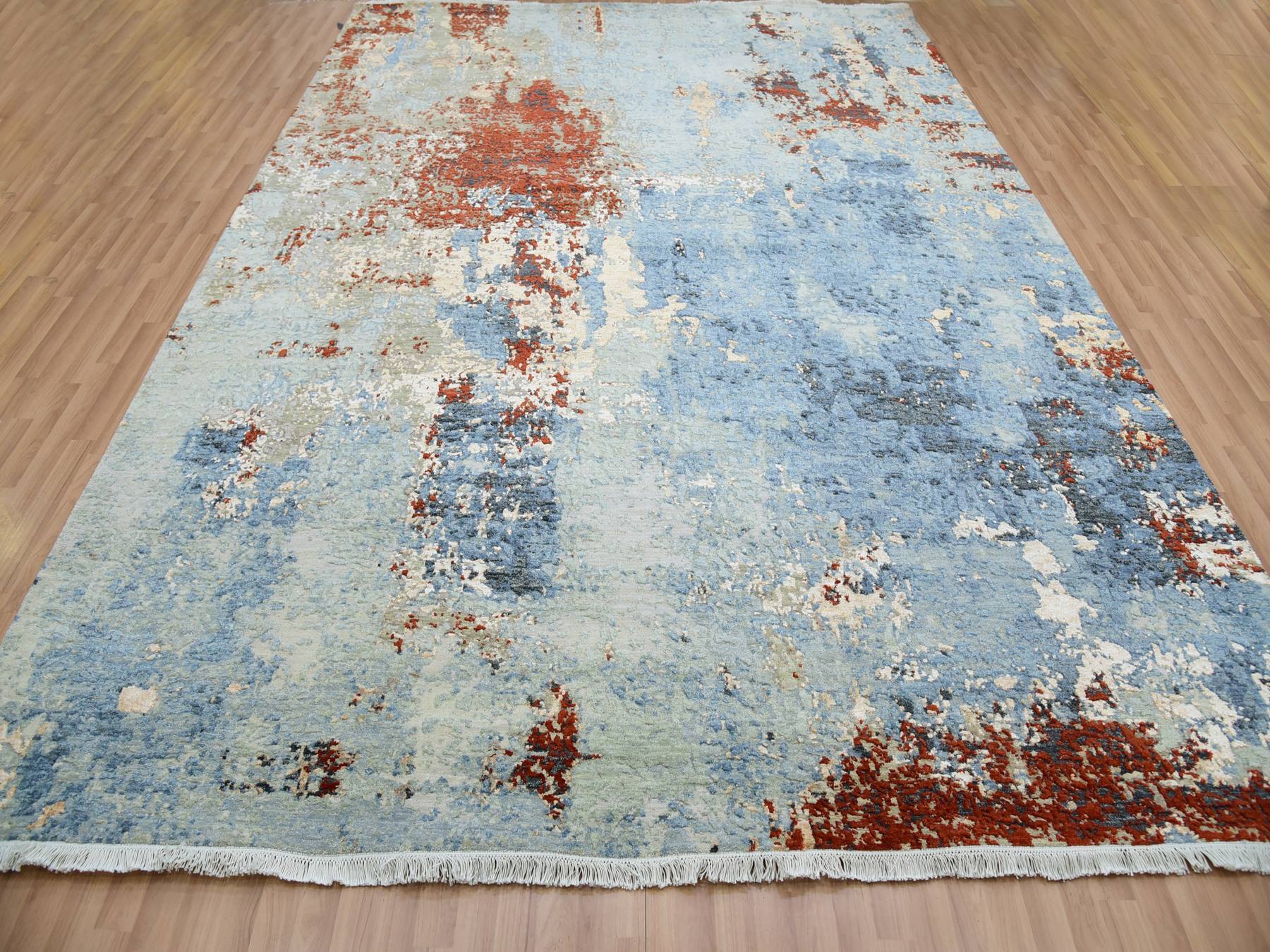 Modern / Contemporary hand-knotted wool rug in Gray, 9'0" x 12'4", SKU O083117