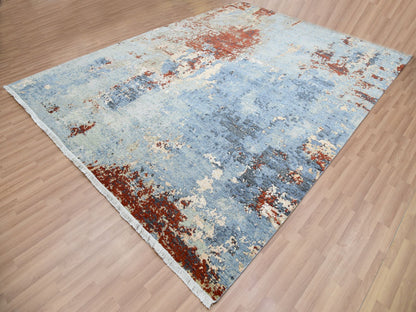 Modern / Contemporary hand-knotted wool rug in Gray, 9'0" x 12'4", SKU O083117