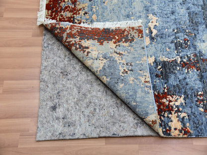 Grey 9'0" x 12'4" Modern / Contemporary Hand knotted Wool Rug - Sku: O083117