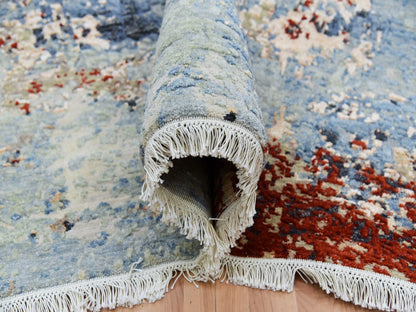 Grey 9'0" x 12'4" Modern / Contemporary Hand knotted Wool Rug - Sku: O083117