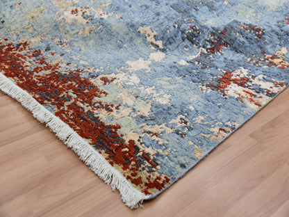 Grey 9'0" x 12'4" Modern / Contemporary Hand knotted Wool Rug - Sku: O083117