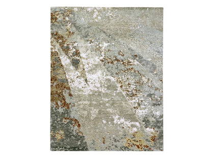Grey 7'10" x 10'1" Modern / Contemporary Hand knotted Wool Rug - Sku: O083128