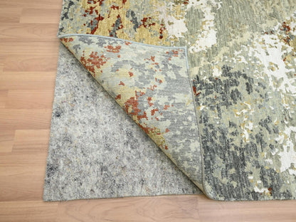 Grey 7'10" x 10'1" Modern / Contemporary Hand knotted Wool Rug - Sku: O083128