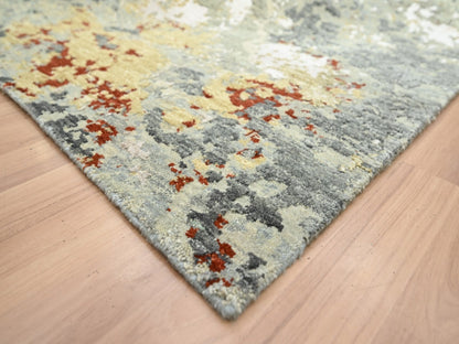 Grey 7'10" x 10'1" Modern / Contemporary Hand knotted Wool Rug - Sku: O083128