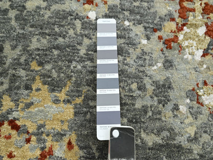 Grey 7'10" x 10'1" Modern / Contemporary Hand knotted Wool Rug - Sku: O083128