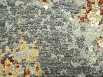 Grey 7'10" x 10'1" Modern / Contemporary Hand knotted Wool Rug - Sku: O083128