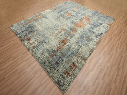 Green 8'0" x 10'2" Modern / Contemporary Hand knotted Wool Rug - Sku: O083130