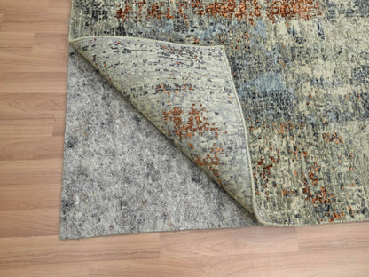 Green 8'0" x 10'2" Modern / Contemporary Hand knotted Wool Rug - Sku: O083130