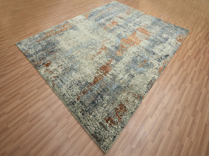 Green 8'0" x 10'2" Modern / Contemporary Hand knotted Wool Rug - Sku: O083130