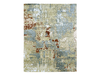 Green 7'11" x 10'3" Modern / Contemporary Hand knotted Wool Rug - Sku: O083131