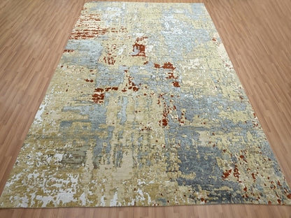 Green 7'11" x 10'3" Modern / Contemporary Hand knotted Wool Rug - Sku: O083131
