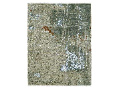 Beige 7'10" x 10'2" Modern and Contemporary Hand knotted Wool Rug - Sku: O083134