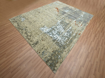 Beige 7'10" x 10'2" Modern and Contemporary Hand knotted Wool Rug - Sku: O083134