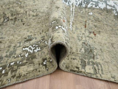 Beige 7'10" x 10'2" Modern and Contemporary Hand knotted Wool Rug - Sku: O083134
