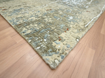 Beige 7'10" x 10'2" Modern and Contemporary Hand knotted Wool Rug - Sku: O083134