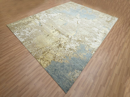 Brown 9'0" x 11'10" Modern / Contemporary Hand knotted Wool Rug - Sku: O083144
