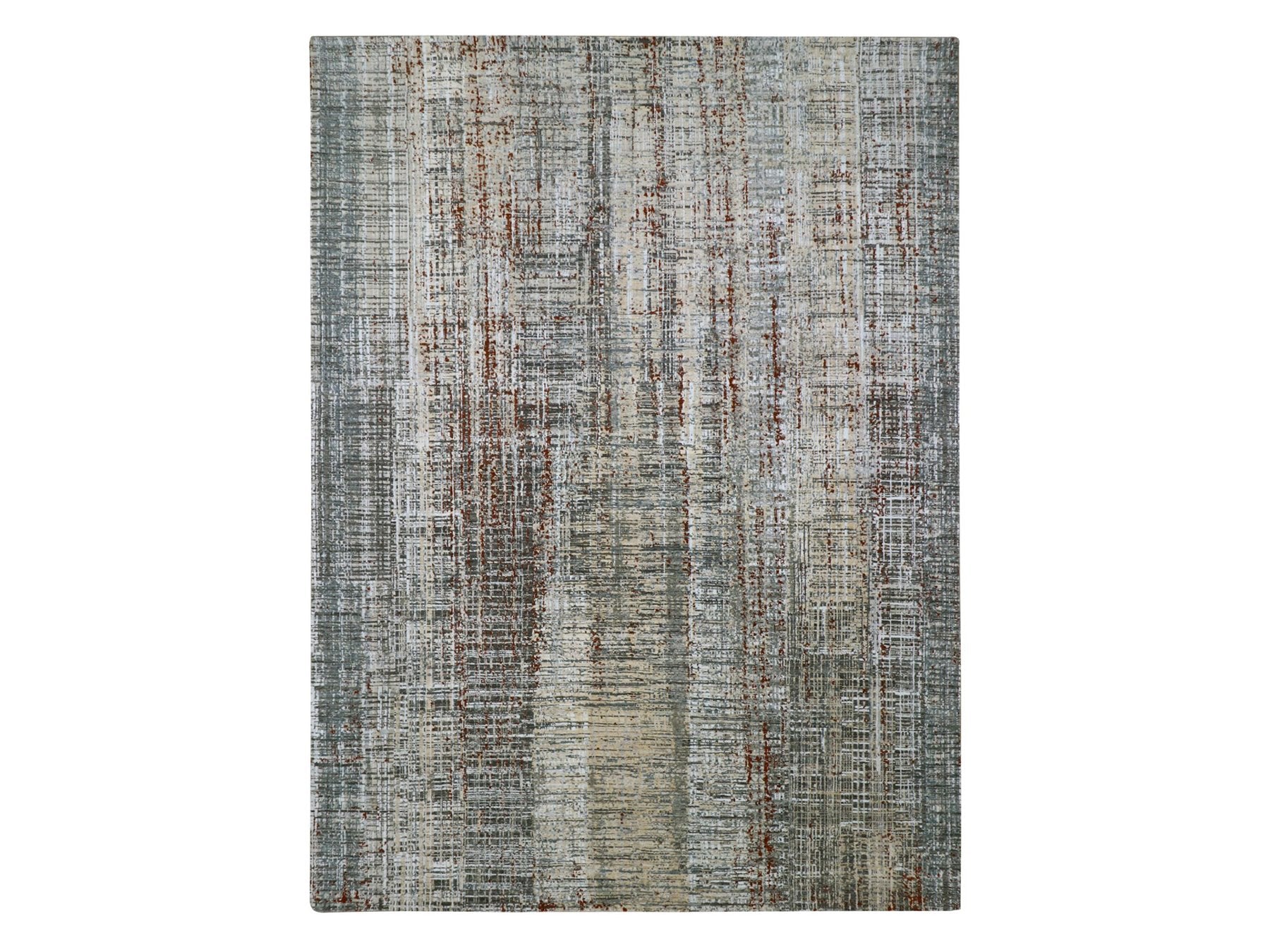 Modern / Contemporary hand-knotted wool rug in Gray, 9' x 12'3" — SKU O083152