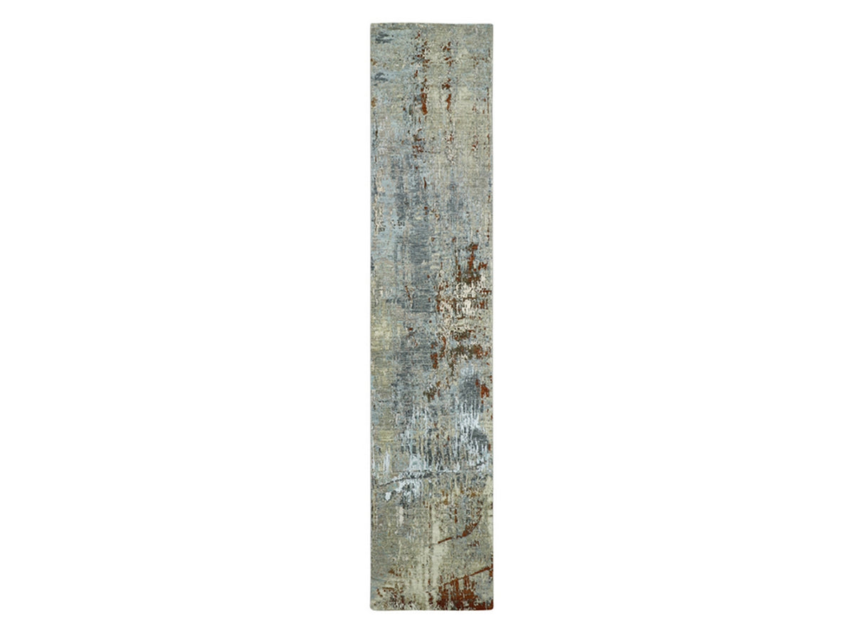 Modern / Contemporary hand-knotted wool runner in Gray, 2'7" x 12'11" — SKU O083167
