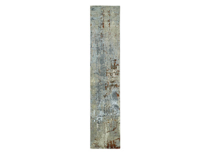 Modern / Contemporary hand-knotted wool runner in Gray, 2'7" x 12'11" — SKU O083167