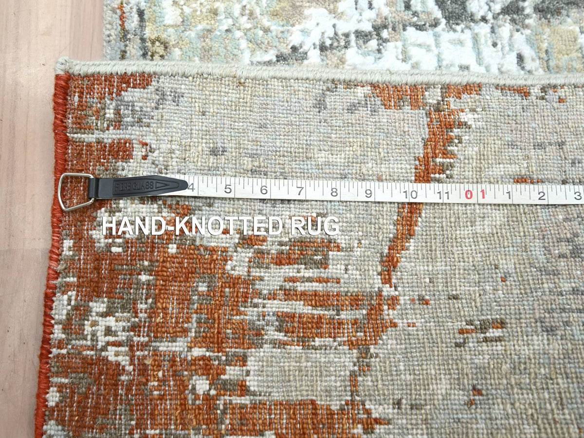 Modern / Contemporary hand-knotted wool runner in Gray, 2'7" x 12'11" — SKU O083167 (view 7)