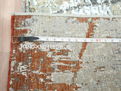 Modern / Contemporary hand-knotted wool runner in Gray, 2'7" x 12'11" — SKU O083167 (view 7)
