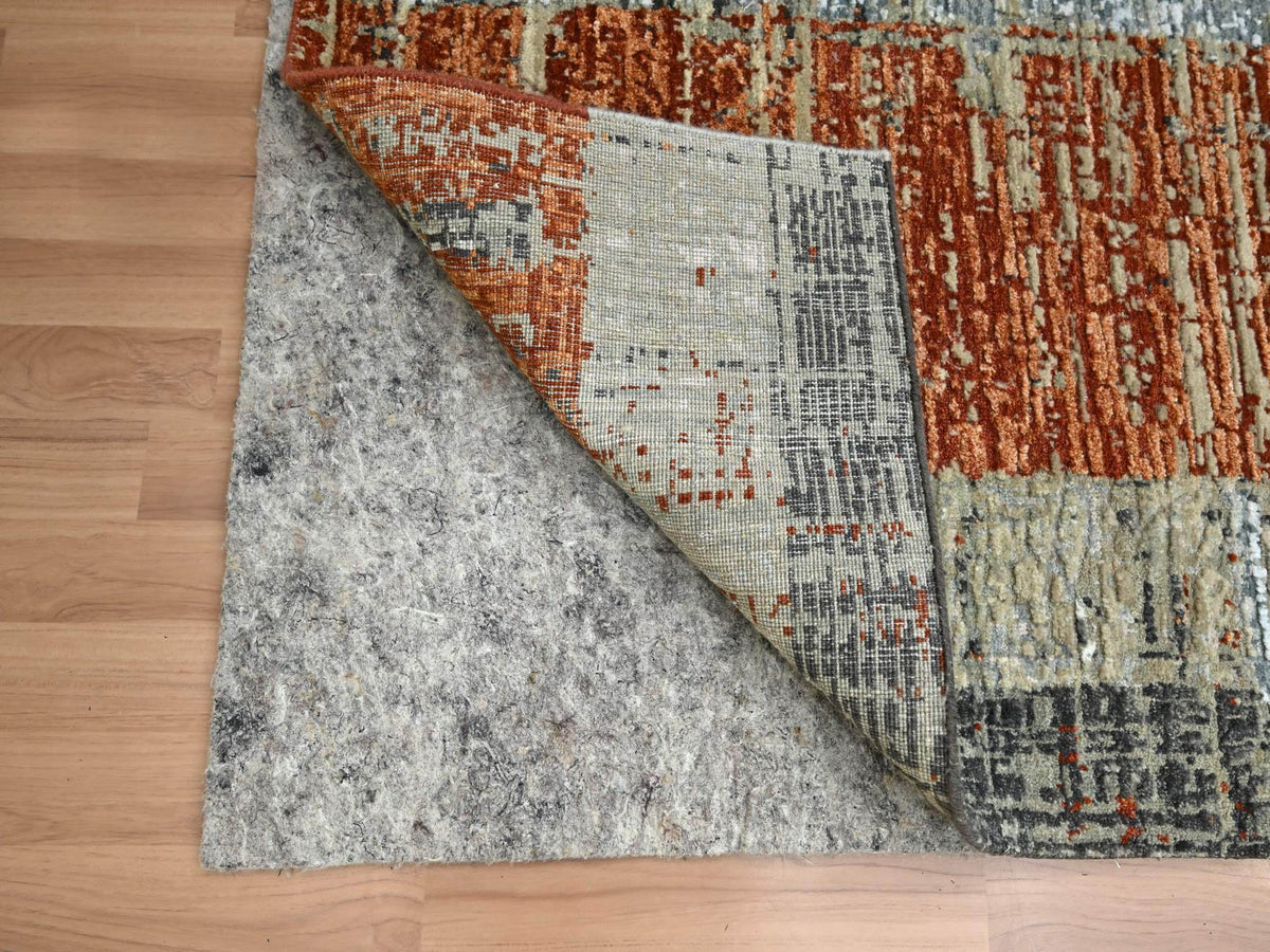 Modern / Contemporary hand-knotted wool runner in Orange, 2'7" x 11'10" — SKU O083169 (view 3)