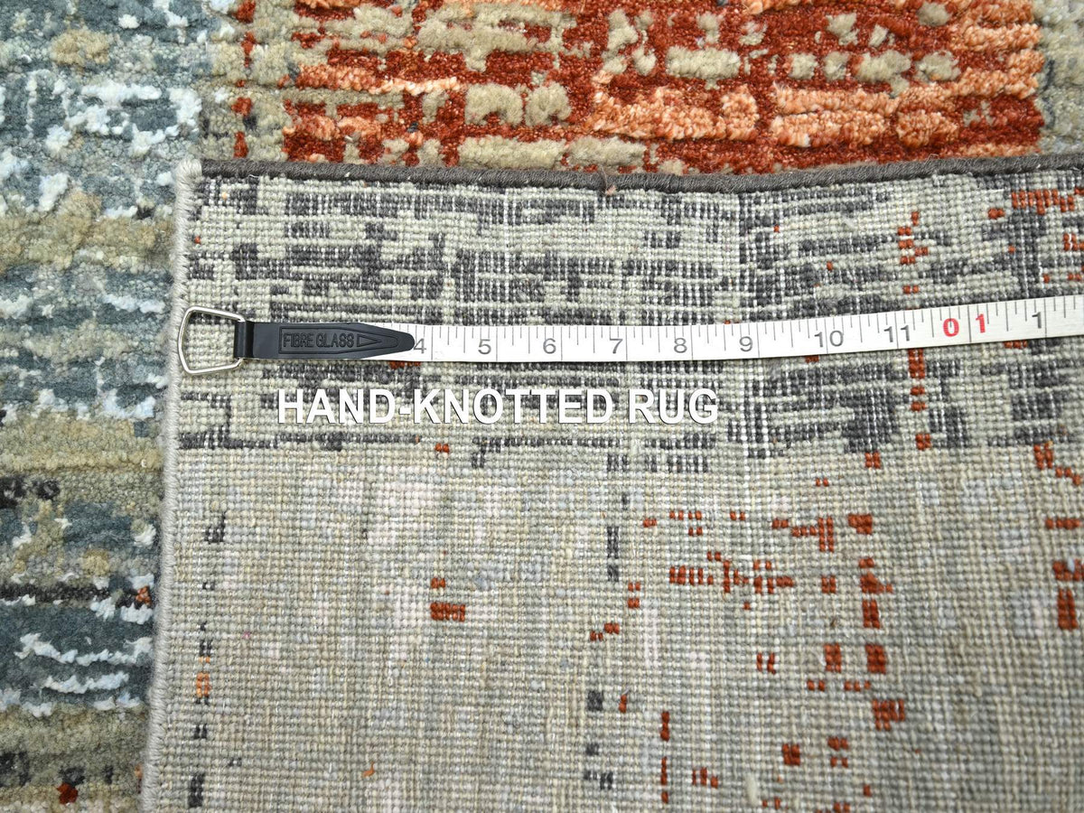 Modern / Contemporary hand-knotted wool runner in Orange, 2'7" x 11'10" — SKU O083169 (view 7)