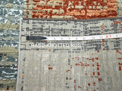 Modern / Contemporary hand-knotted wool runner in Orange, 2'7" x 11'10" — SKU O083169 (view 7)
