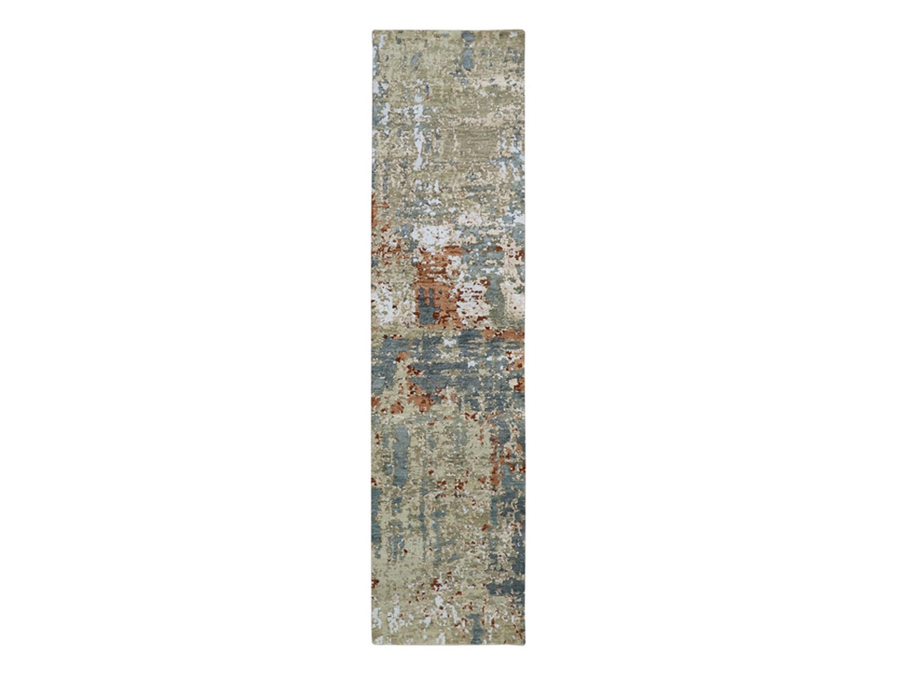 Gray 2'5" x 10'0" Modern / Contemporary Hand knotted Wool Rug - Sku: O083175