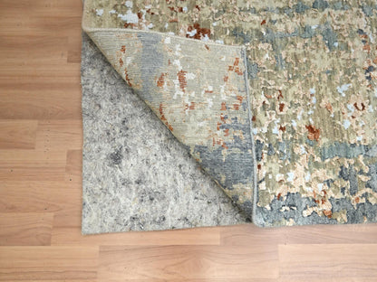 Grey 2'5" x 10'0" Modern / Contemporary Hand knotted Wool Rug - Sku: O083175