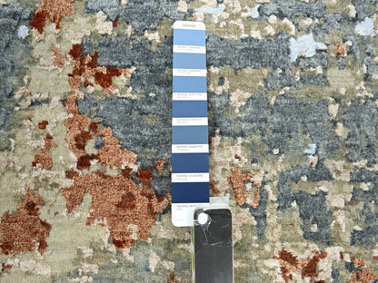 Grey 2'5" x 10'0" Modern / Contemporary Hand knotted Wool Rug - Sku: O083175