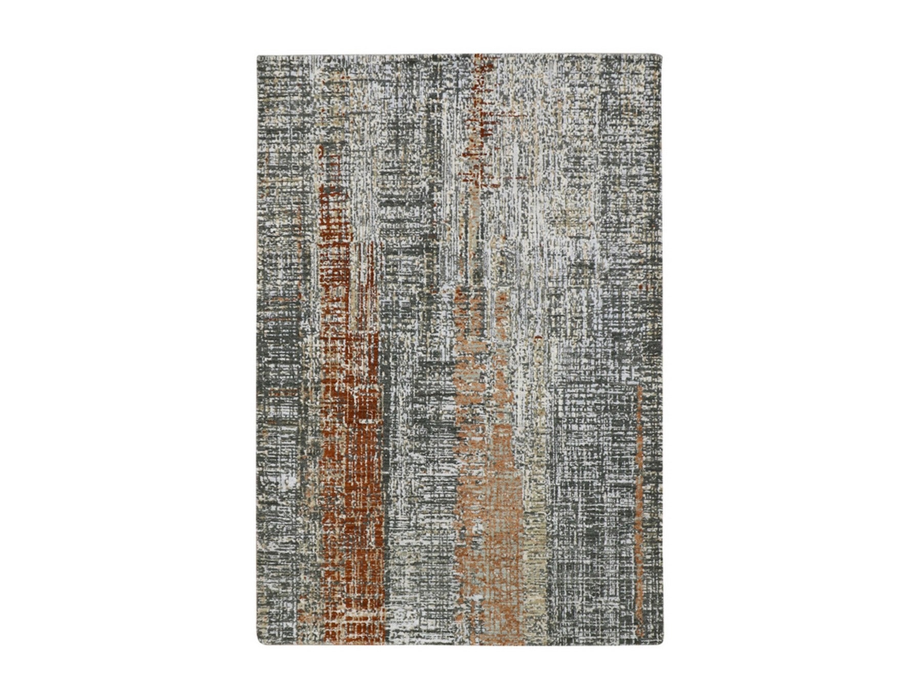 Modern / Contemporary hand-knotted wool rug in Gray, 4'1" x 6'3" — SKU O083179